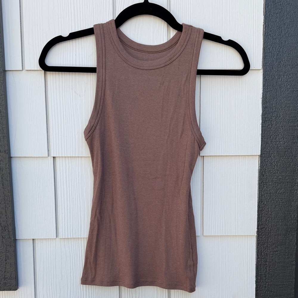 a new day Ribbed High-Neck Tank Top - Taupe